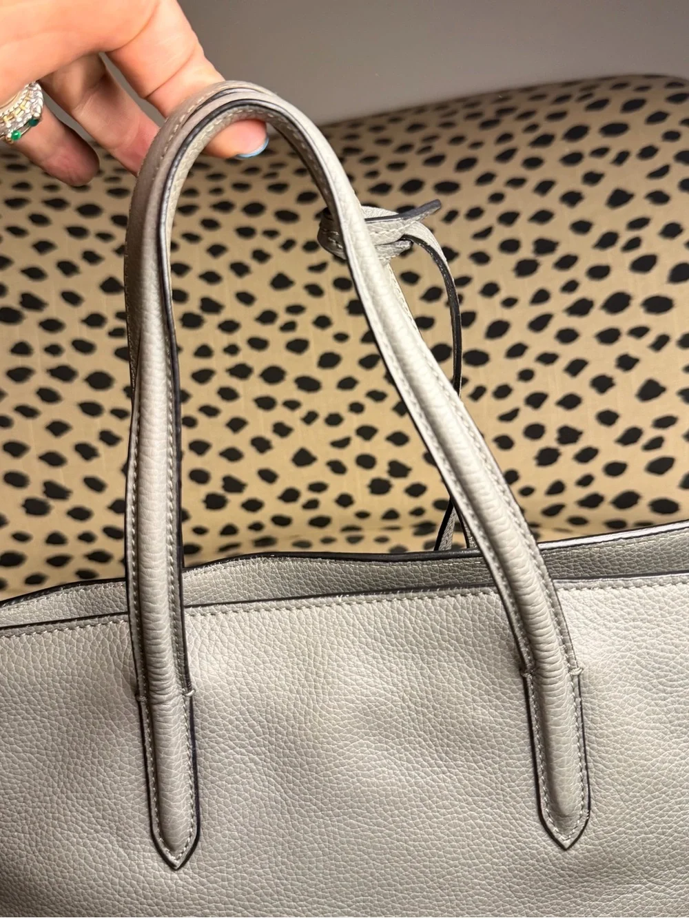 Alexander McQueen Gray Leather Satchel with Gold Skull Accent